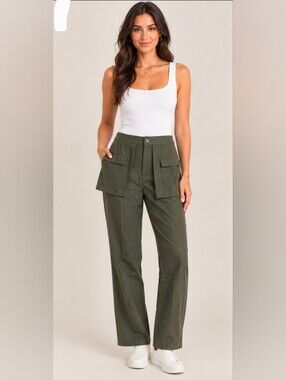 NWt $148 Insprd By Tezza Utility Skirt Around Cargo Pants in Olive